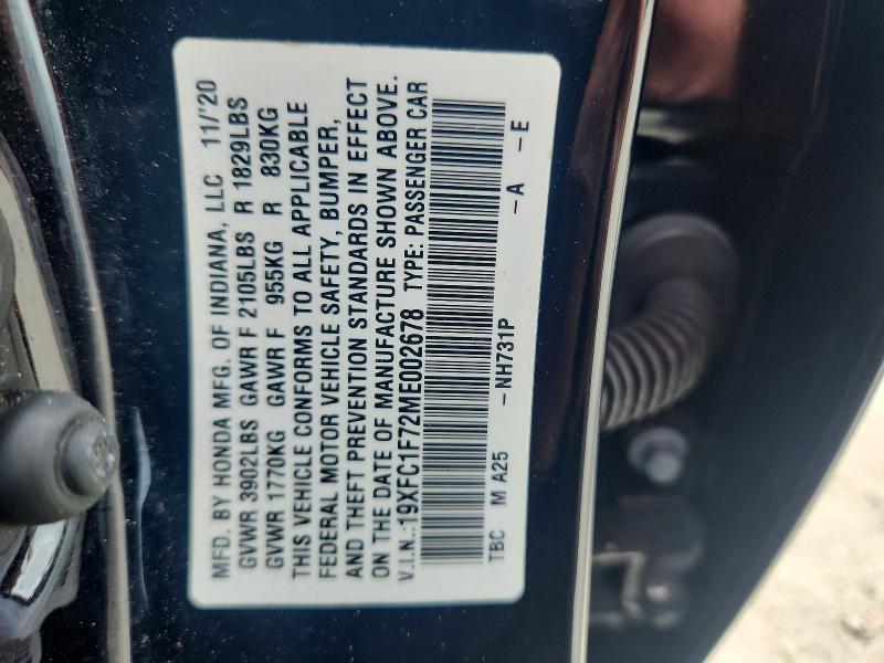 Aukcja sprzedaży 2021 Honda Civic, vin: 19XFC1F72ME002678, numer aukcji: 71740556
