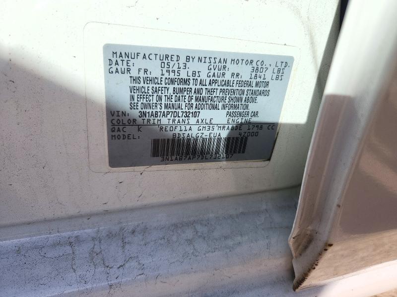 2013 Nissan Sentra მანქანა იყიდება აუქციონზე, vin: 3N1AB7AP7DL732107, აუქციონის ნომერი: 71695946