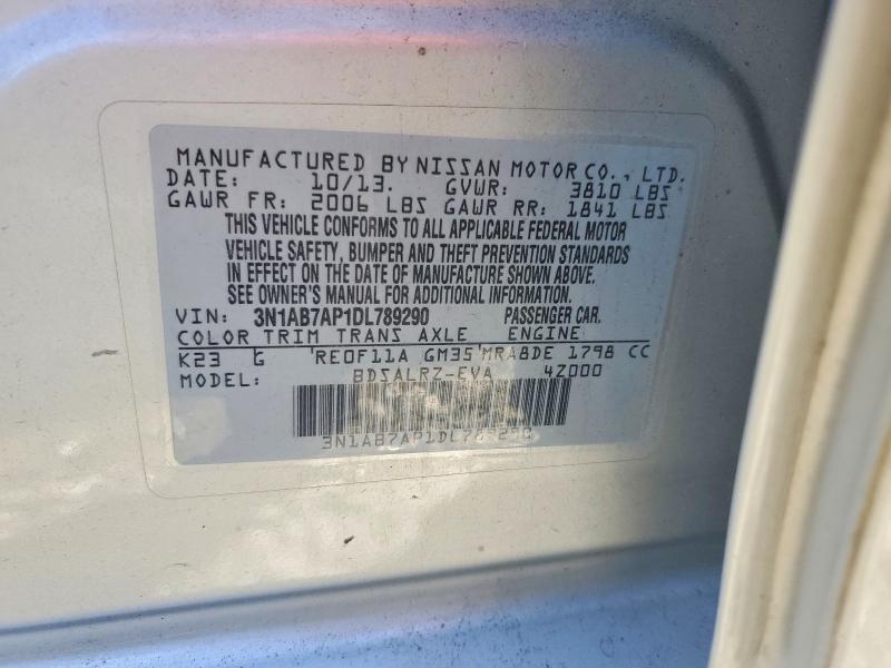 2013 Nissan Sentra მანქანა იყიდება აუქციონზე, vin: 3N1AB7AP1DL789290, აუქციონის ნომერი: 71849746