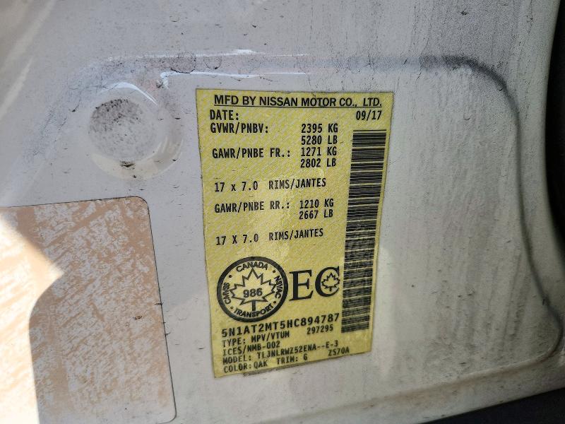 2017 Nissan Rogue მანქანა იყიდება აუქციონზე, vin: 5N1AT2MT5HC894787, აუქციონის ნომერი: 72726516