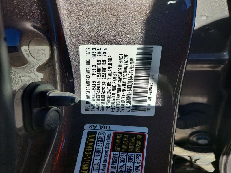2013 Honda Cr-v მანქანა იყიდება აუქციონზე, vin: 5J6RM4H54DL013447, აუქციონის ნომერი: 71164786