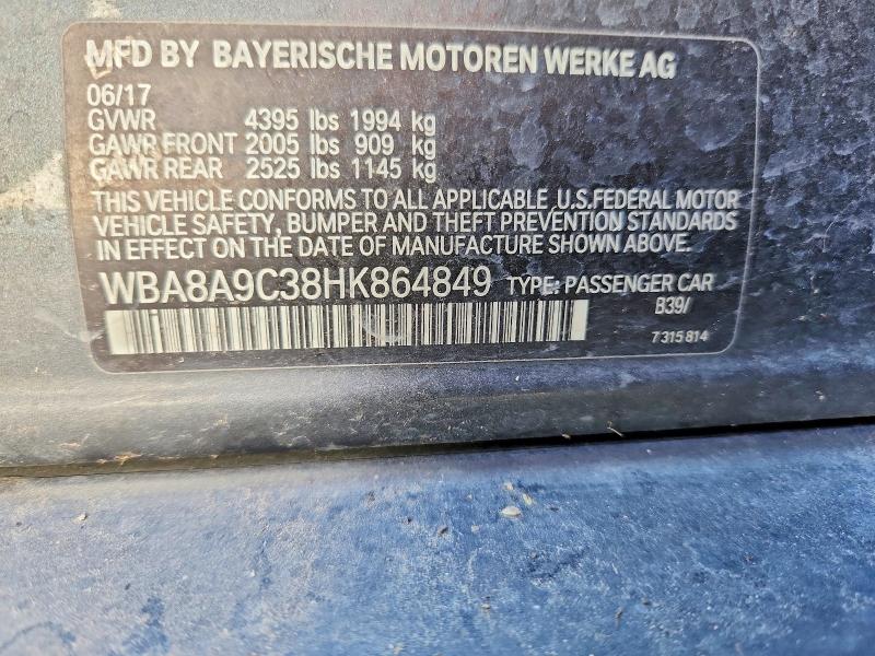 2017 Bmw 320 მანქანა იყიდება აუქციონზე, vin: WBA8A9C38HK864849, აუქციონის ნომერი: 71392676