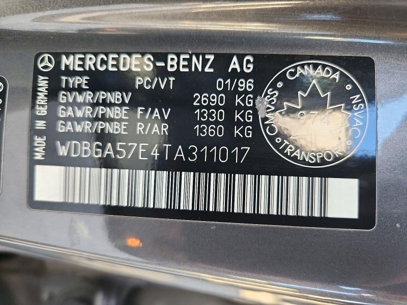 1996 Mercedes-benz S მანქანა იყიდება აუქციონზე, vin: WDBGA57E4TA311017, აუქციონის ნომერი: 72120376