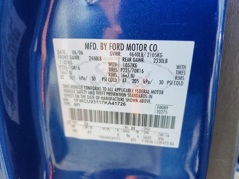 Продажа на аукционе авто 2007 Ford Escape, vin: 1FMCU93117KA41726, номер лота: 70081356