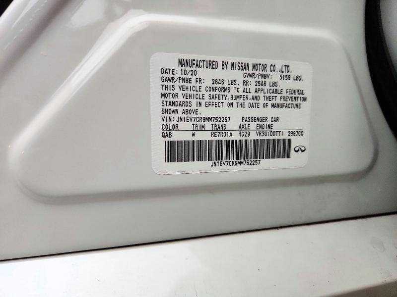 Aukcja sprzedaży 2021 Infiniti Q50, vin: JN1EV7CR9MM752257, numer aukcji: 72855376