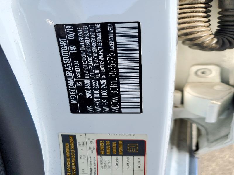 Aukcja sprzedaży 2020 Mercedes-benz C, vin: WDDWF8DB4LR525975, numer aukcji: 72617596