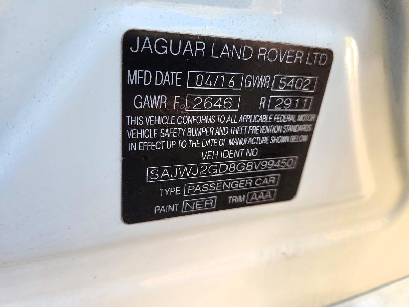 2016 Jaguar Xjl მანქანა იყიდება აუქციონზე, vin: SAJWJ2GD8G8V99450, აუქციონის ნომერი: 73870066