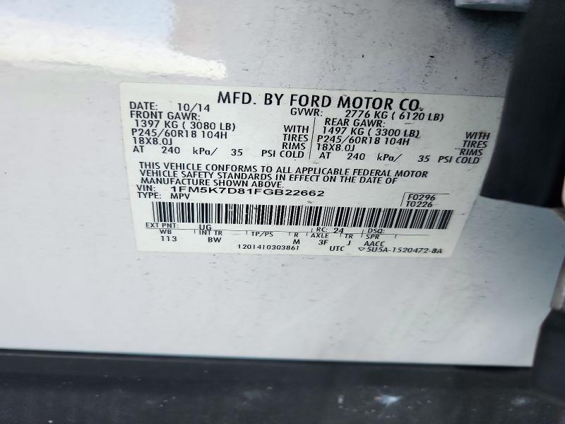 Продажа на аукционе авто 2015 Ford Explorer, vin: 1FM5K7D81FGB22662, номер лота: 72517386
