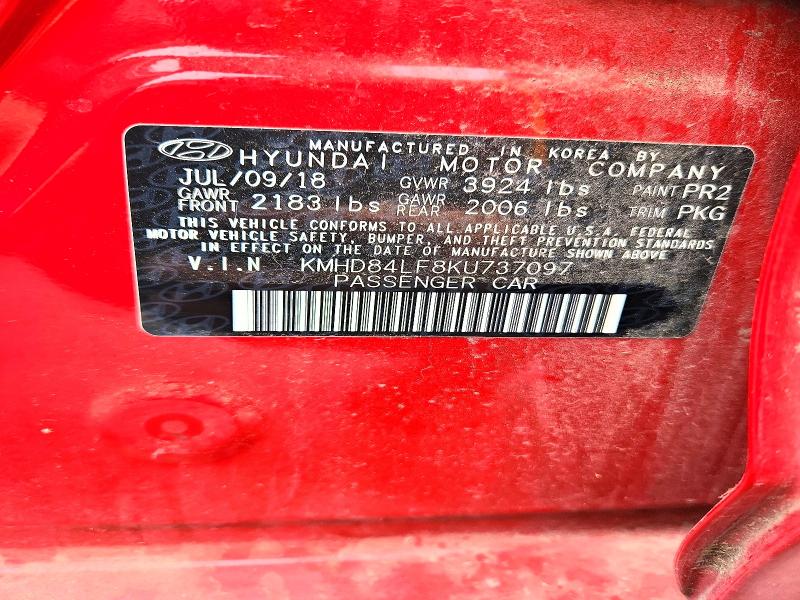 Продаж на аукціоні авто 2019 Hyundai Elantra, vin: KMHD84LF8KU737097, номер лоту: 71811766