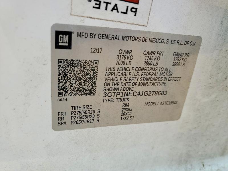 Aukcja sprzedaży 2018 Gmc Sierra, vin: 3GTP1NEC4JG278683, numer aukcji: 71034066