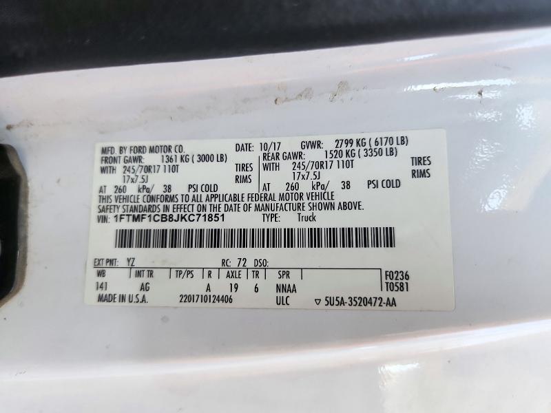 2018 Ford F150 მანქანა იყიდება აუქციონზე, vin: 1FTMF1CB8JKC71851, აუქციონის ნომერი: 72179406