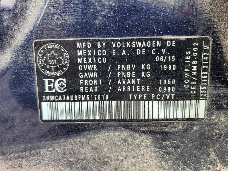 Продаж на аукціоні авто 2015 Volkswagen Golf Sportwagen, vin: 3VWCA7AU9FM517918, номер лоту: 69720546