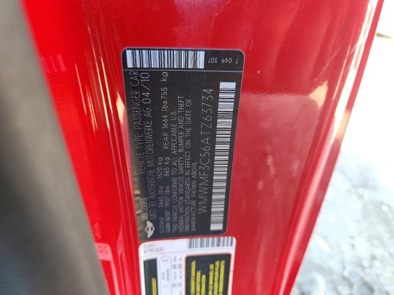 2010 Mini Cooper მანქანა იყიდება აუქციონზე, vin: WMWMF3C56ATZ63734, აუქციონის ნომერი: 73174156