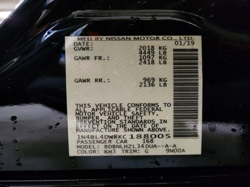 2019 Nissan Altima მანქანა იყიდება აუქციონზე, vin: 1N4BL4DW8KC188005, აუქციონის ნომერი: 70965836