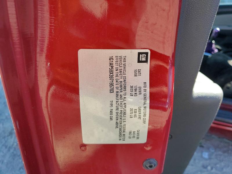 72630496 :رقم المزاد ، 1G1AP58X397195703 vin ، 2009 Chevrolet Cobalt مزاد بيع