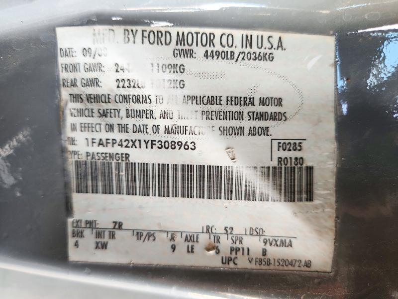 Продаж на аукціоні авто 2000 Ford Mustang, vin: 1FAFP42X1YF308963, номер лоту: 72904606
