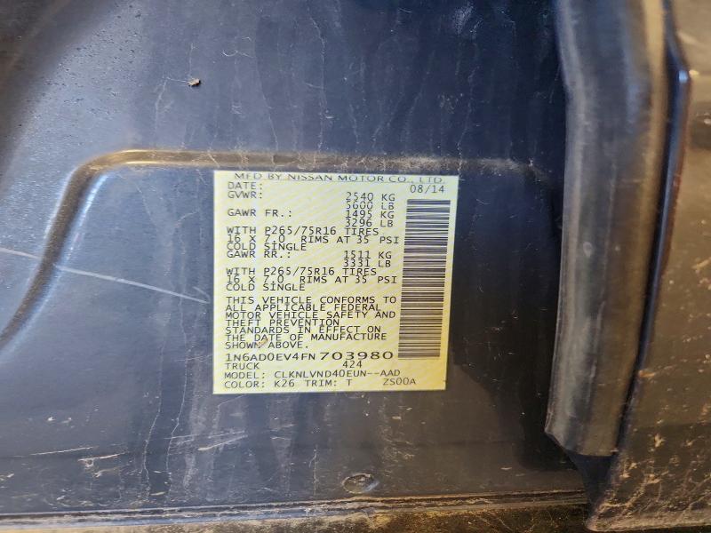 2015 Nissan Frontier მანქანა იყიდება აუქციონზე, vin: 1N6AD0EV4FN703980, აუქციონის ნომერი: 71867236
