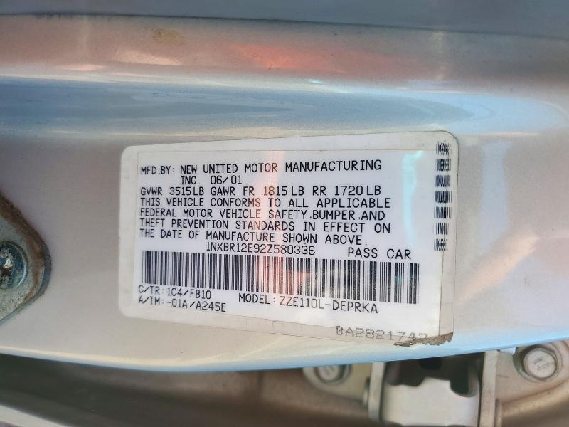 Продаж на аукціоні авто 2002 Toyota Corolla, vin: 1NXBR12E92Z580336, номер лоту: 71363126