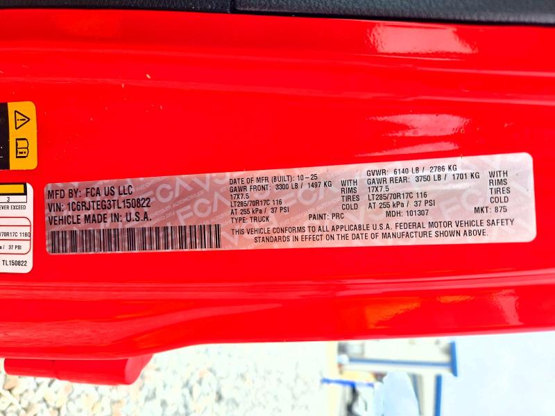 Aukcja sprzedaży 2026 Jeep Gladiator, vin: 1C6RJTEG3TL150822, numer aukcji: 71363736