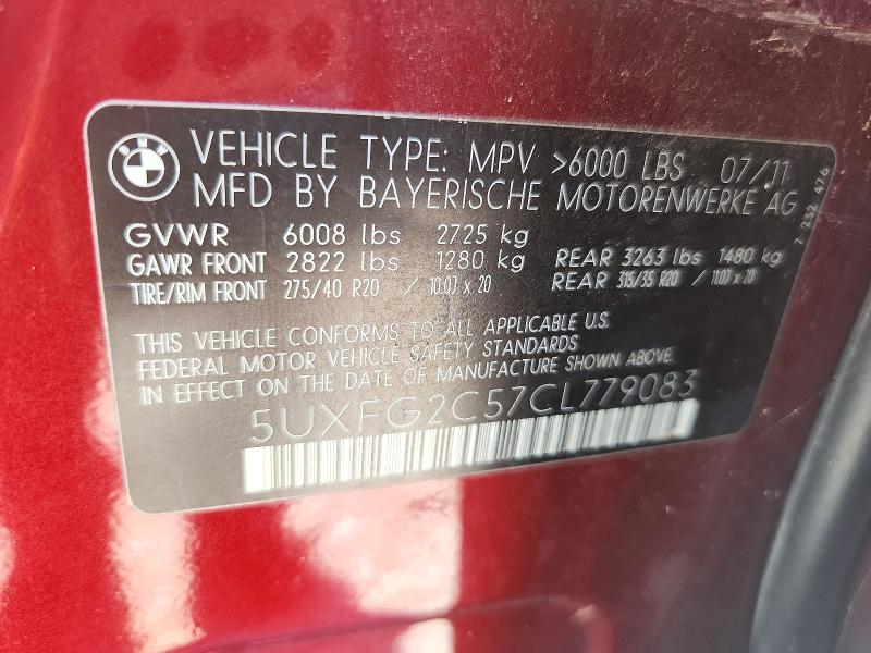 Aukcja sprzedaży 2012 Bmw X6, vin: 5UXFG2C57CL779083, numer aukcji: 71996486