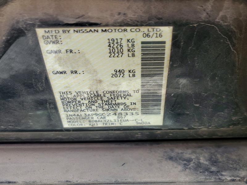 Aukcja sprzedaży 2016 Nissan Altima, vin: 1N4AL3AP9GC248335, numer aukcji: 69459916