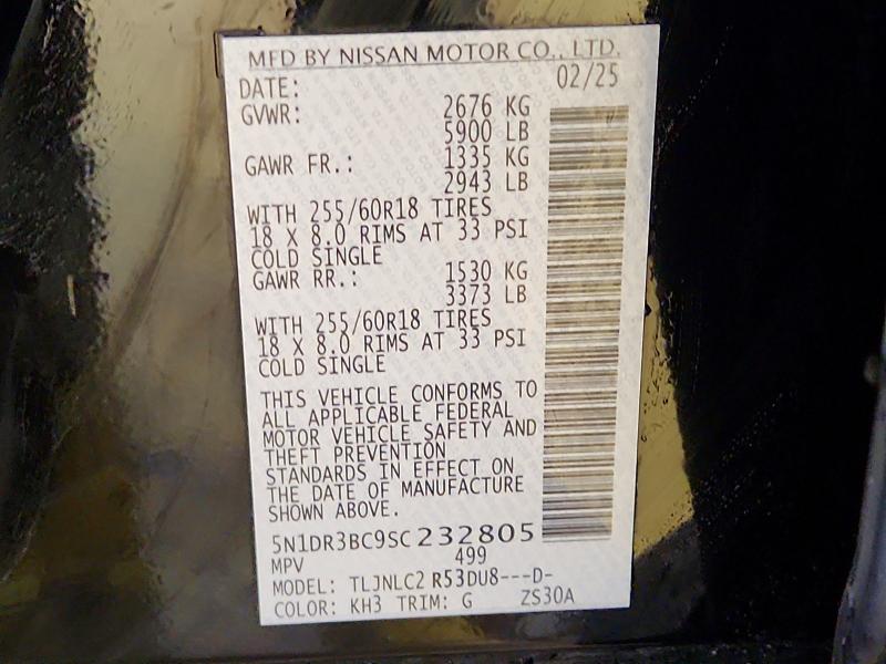 Auction sale of the 2025 Nissan Pathfinder, vin: 5N1DR3BC9SC232805, lot number: 69464936