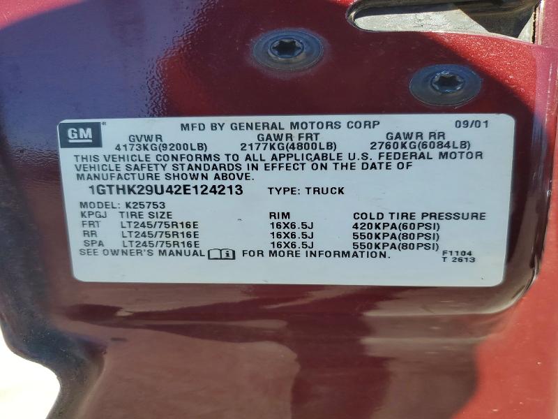 2002 Gmc Sierra მანქანა იყიდება აუქციონზე, vin: 1GTHK29U42E124213, აუქციონის ნომერი: 71933786