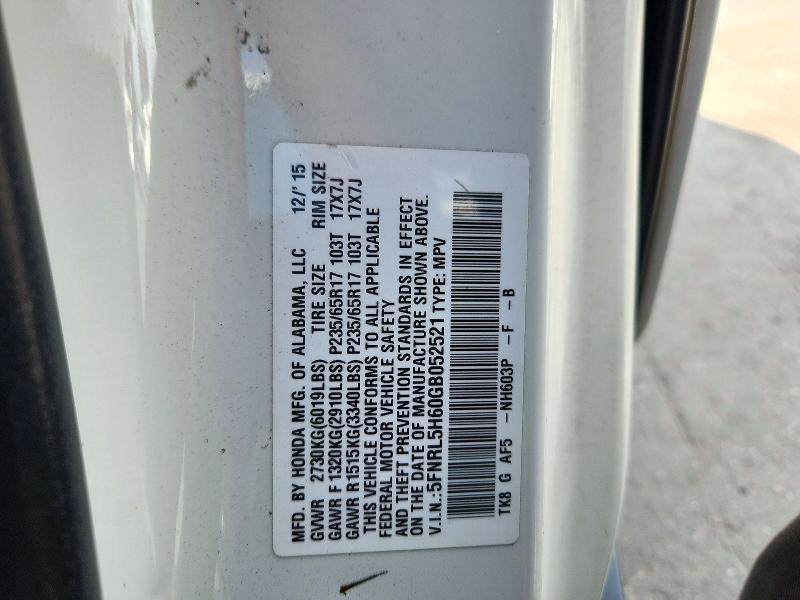 72366846 :رقم المزاد ، 5FNRL5H60GB052521 vin ، 2016 Honda Odyssey مزاد بيع