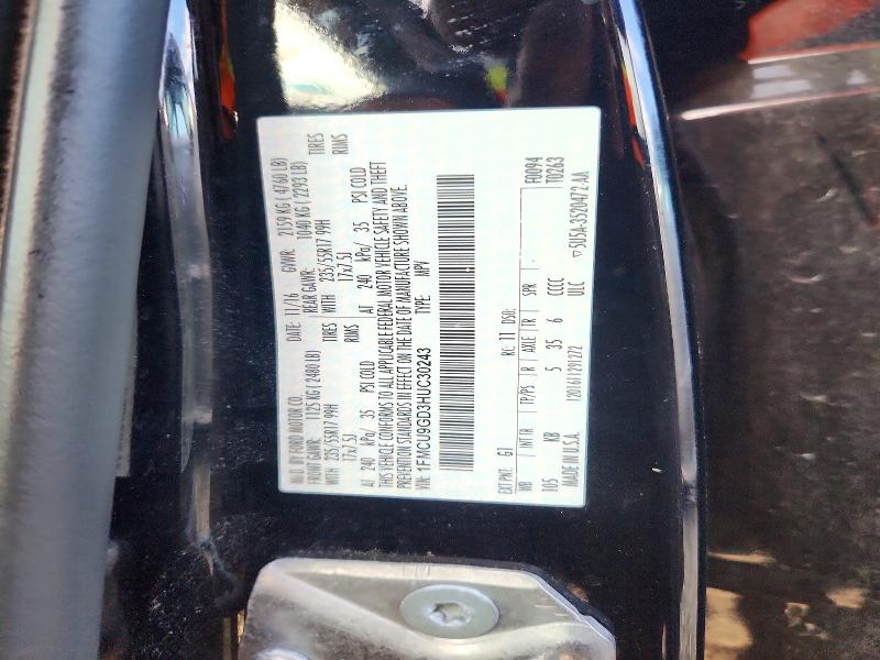 Продаж на аукціоні авто 2017 Ford Escape, vin: 1FMCU9GD3HUC30243, номер лоту: 72259796