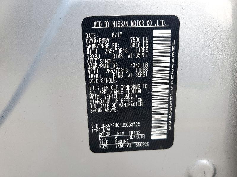 Aukcja sprzedaży 2018 Nissan Armada, vin: JN8AY2NC5J9553725, numer aukcji: 72972506