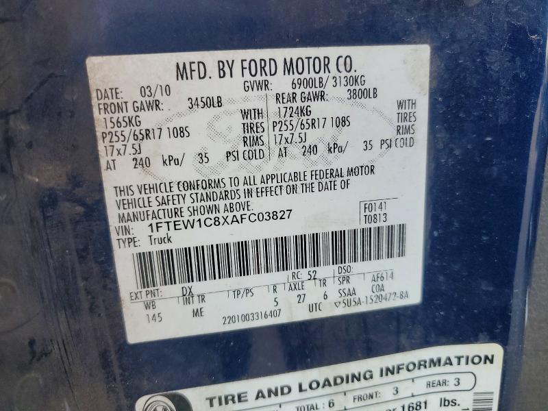 Продаж на аукціоні авто 2010 Ford F150, vin: 1FTEW1C8XAFC03827, номер лоту: 71028156