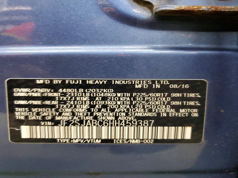 Продаж на аукціоні авто 2017 Subaru Forester, vin: JF2SJABC6HH459387, номер лоту: 73354006