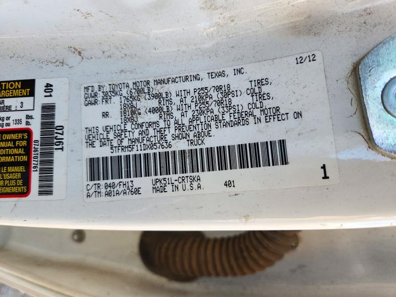 Aukcja sprzedaży 2013 Toyota Tundra, vin: 5TFRM5F11DX057636, numer aukcji: 72520816