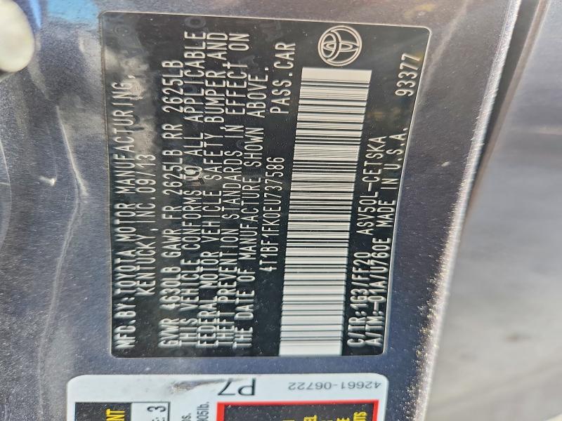 Aukcja sprzedaży 2014 Toyota Camry, vin: 4T1BF1FK0EU737586, numer aukcji: 71248666