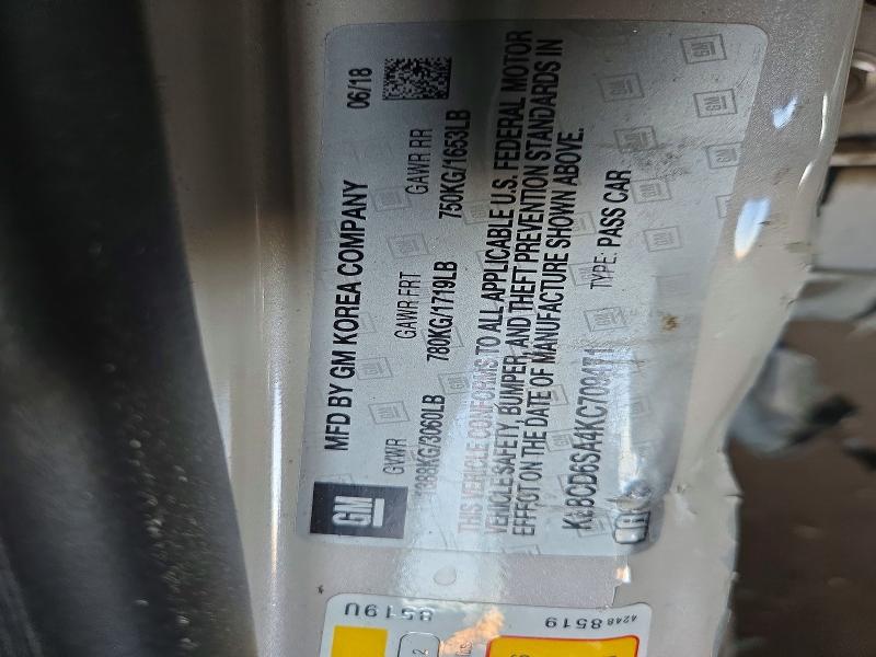 Aukcja sprzedaży 2019 Chevrolet Spark, vin: KL8CD6SA4KC709471, numer aukcji: 71403946