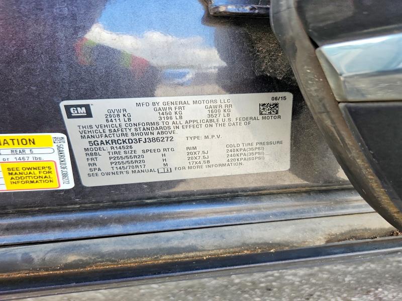 70473336 :رقم المزاد ، 5GAKRCKD3FJ386272 vin ، 2015 Buick Enclave مزاد بيع