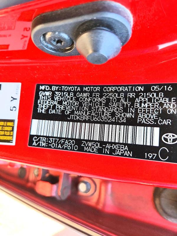 2016 Toyota Prius მანქანა იყიდება აუქციონზე, vin: JTDKBRFU6G3524134, აუქციონის ნომერი: 69464026