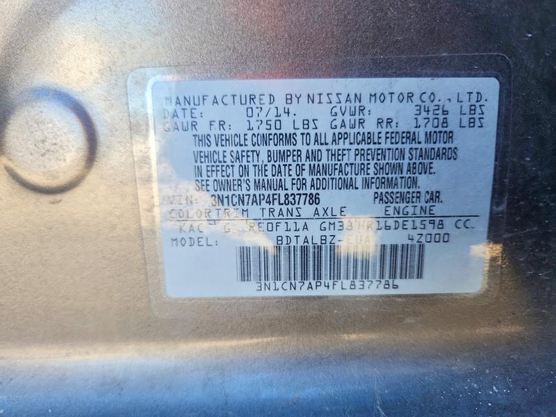 Aukcja sprzedaży 2015 Nissan Versa, vin: 3N1CN7AP4FL837786, numer aukcji: 71300936