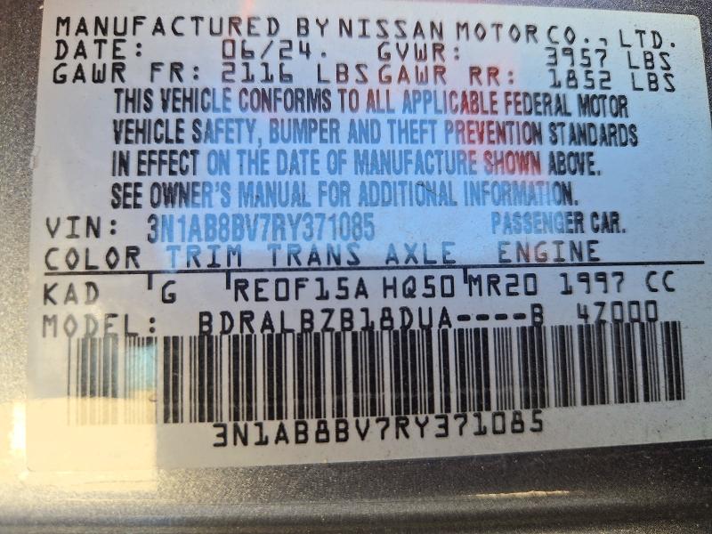 Aukcja sprzedaży 2024 Nissan Sentra, vin: 3N1AB8BV7RY371085, numer aukcji: 72881566