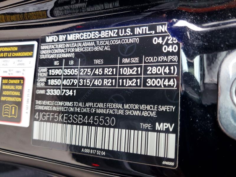 72787276 :رقم المزاد ، 4JGFF5KE3SB445530 vin ، 2025 Mercedes-benz Gls مزاد بيع