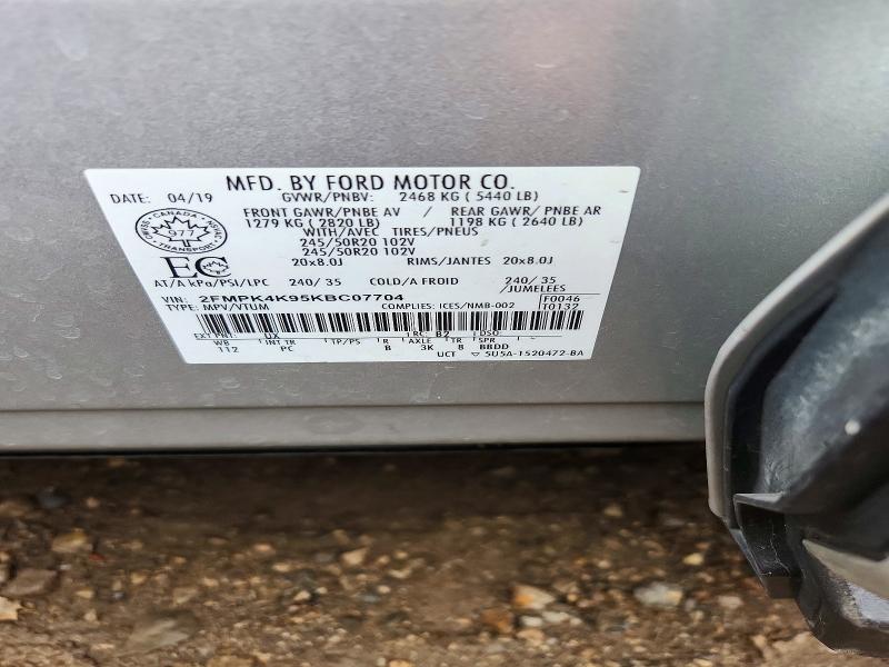 Продажа на аукционе авто 2019 Ford Edge, vin: 2FMPK4K95KBC07704, номер лота: 72543526