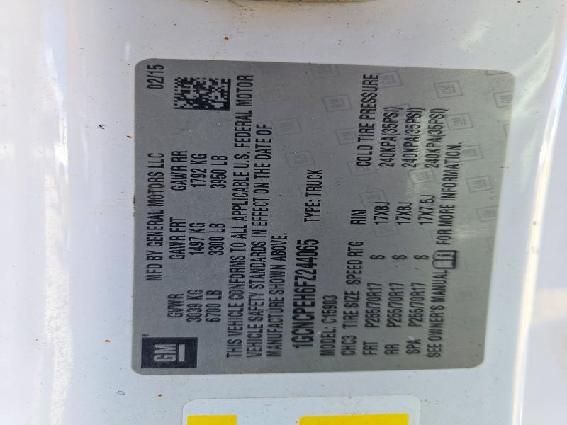 72380556 :رقم المزاد ، 1GCNCPEH6FZ244065 vin ، 2015 Chevrolet Silverado مزاد بيع