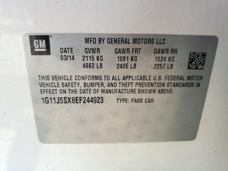 2014 Chevrolet Malibu მანქანა იყიდება აუქციონზე, vin: 1G11J5SX8EF244923, აუქციონის ნომერი: 71736316