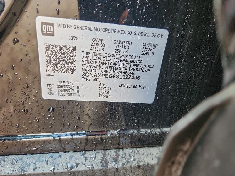 2025 Chevrolet Equinox მანქანა იყიდება აუქციონზე, vin: 3GNAXPEG9SL322406, აუქციონის ნომერი: 71541556