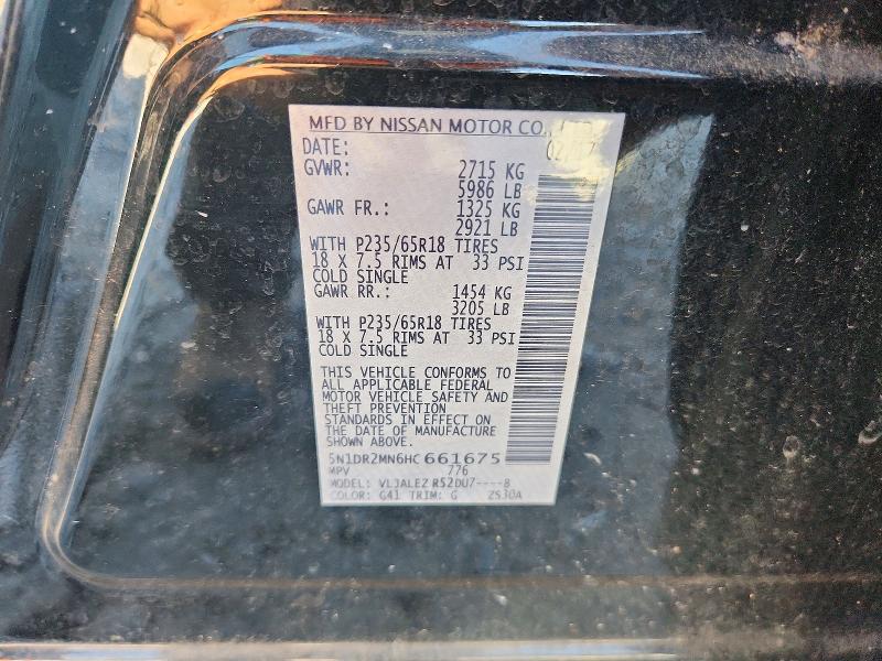 Продаж на аукціоні авто 2017 Nissan Pathfinder, vin: 5N1DR2MN6HC661675, номер лоту: 72028556