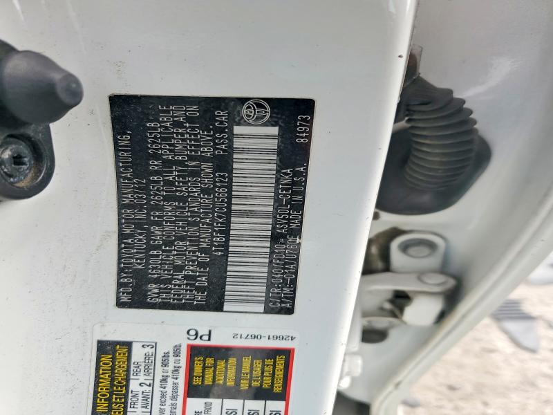 Продажа на аукционе авто 2012 Toyota Camry, vin: 4T1BF1FK7CU566123, номер лота: 71191006