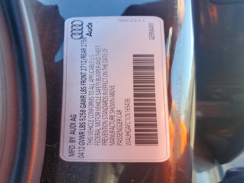 69954586 :رقم المزاد ، WAUHGAFC1CN165436 vin ، 2012 Audi A6 مزاد بيع