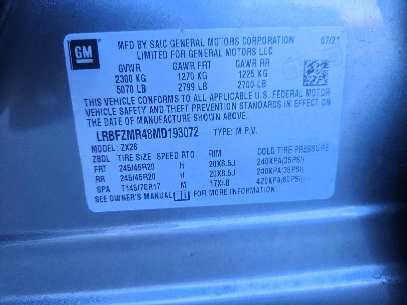 Продажа на аукционе авто 2021 Buick Envision, vin: LRBFZMR48MD193072, номер лота: 72114366