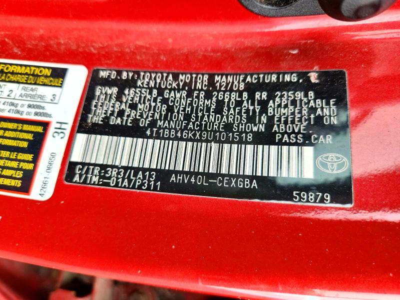 Продаж на аукціоні авто 2009 Toyota Camry Hybrid, vin: 4T1BB46KX9U101518, номер лоту: 71081286