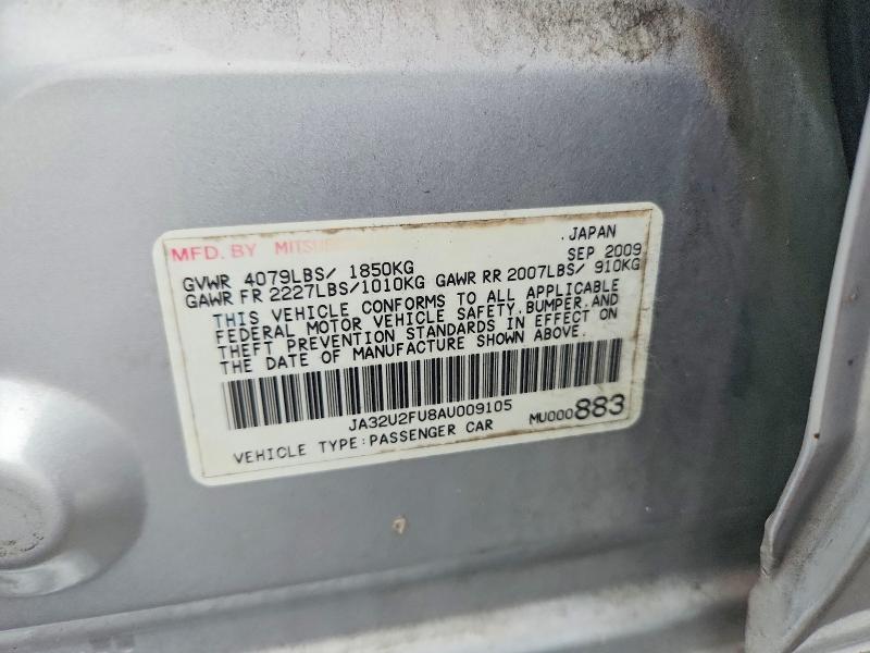 Aukcja sprzedaży 2010 Mitsubishi Lancer, vin: JA32U2FU8AU009105, numer aukcji: 71572846